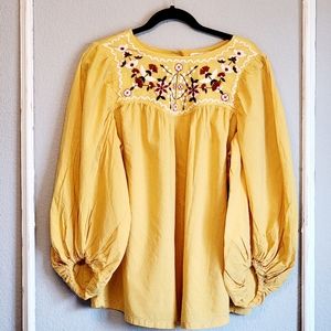 Max Studio boho style embroidered blouse Size XL